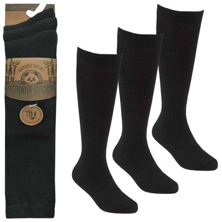 Picture of 43B695: UNISEX 3 PACK BLACK BAMBOO KNEE HIGH SOCKS 27-40